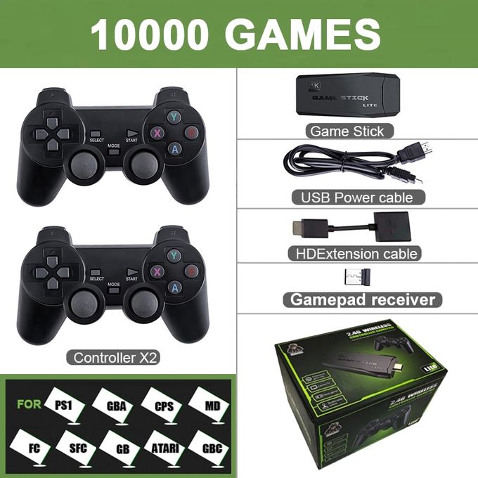 Data Frog 4K HD Video Game Console 2.4G Double Wireless Controller For PS1/FC/GBA 10000 Games