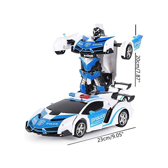 Voiture polic Transformers robot avec batterie rechargeable RC, cadeau +6ans
